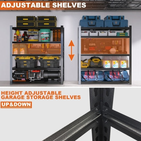 15.75 Inches Wide Black Metal Shelves, With 5 Removable Dividers, Large Capacity, Strong Load Bearing, Suitable For Garage, Kitchen And Officeq for any suitable needs