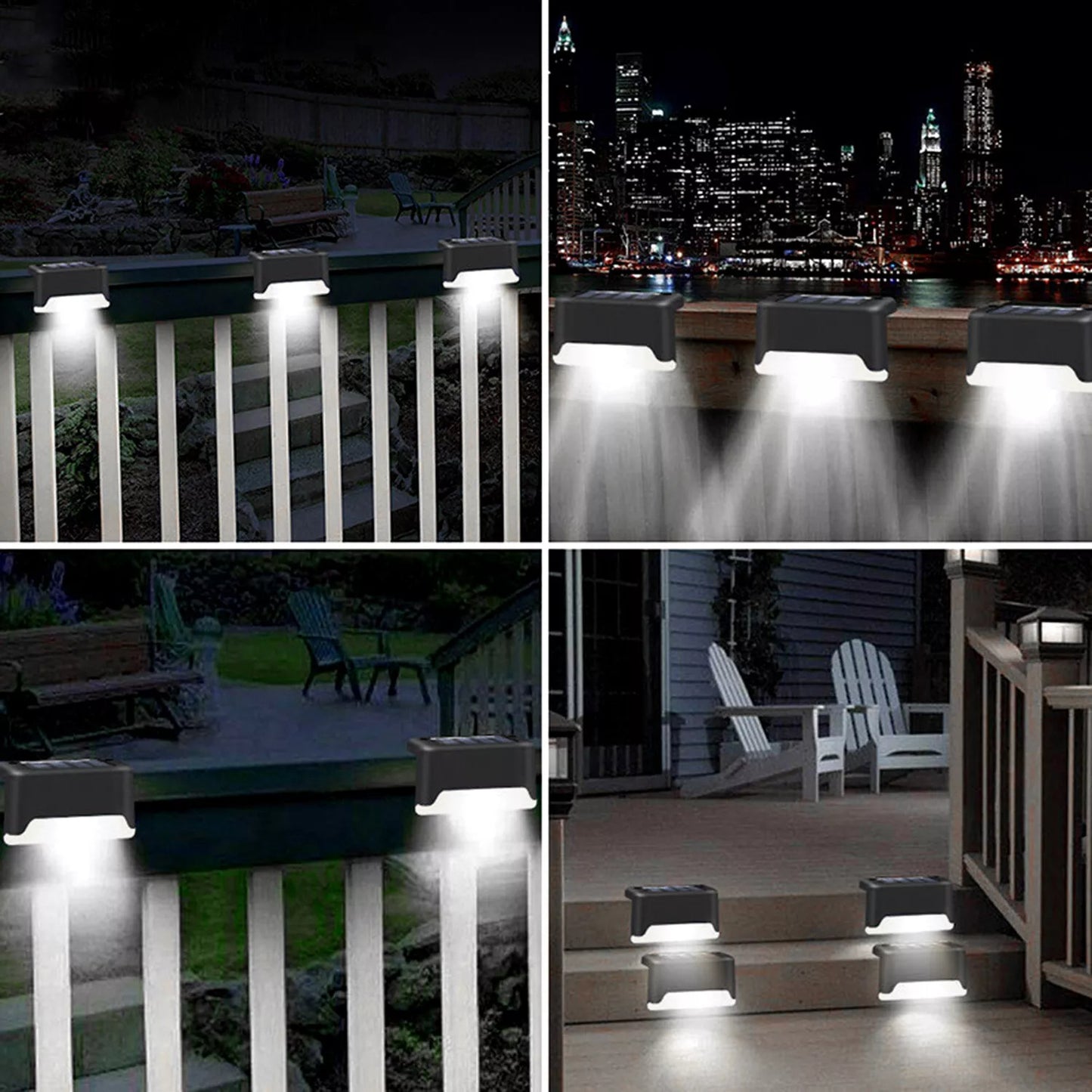 4 Solar LED Bright Deck Lights Outdoor Garden Patio Railing Decks Path Lighting Outdoor Garden Light Deck Lamp Solar Stairs Light